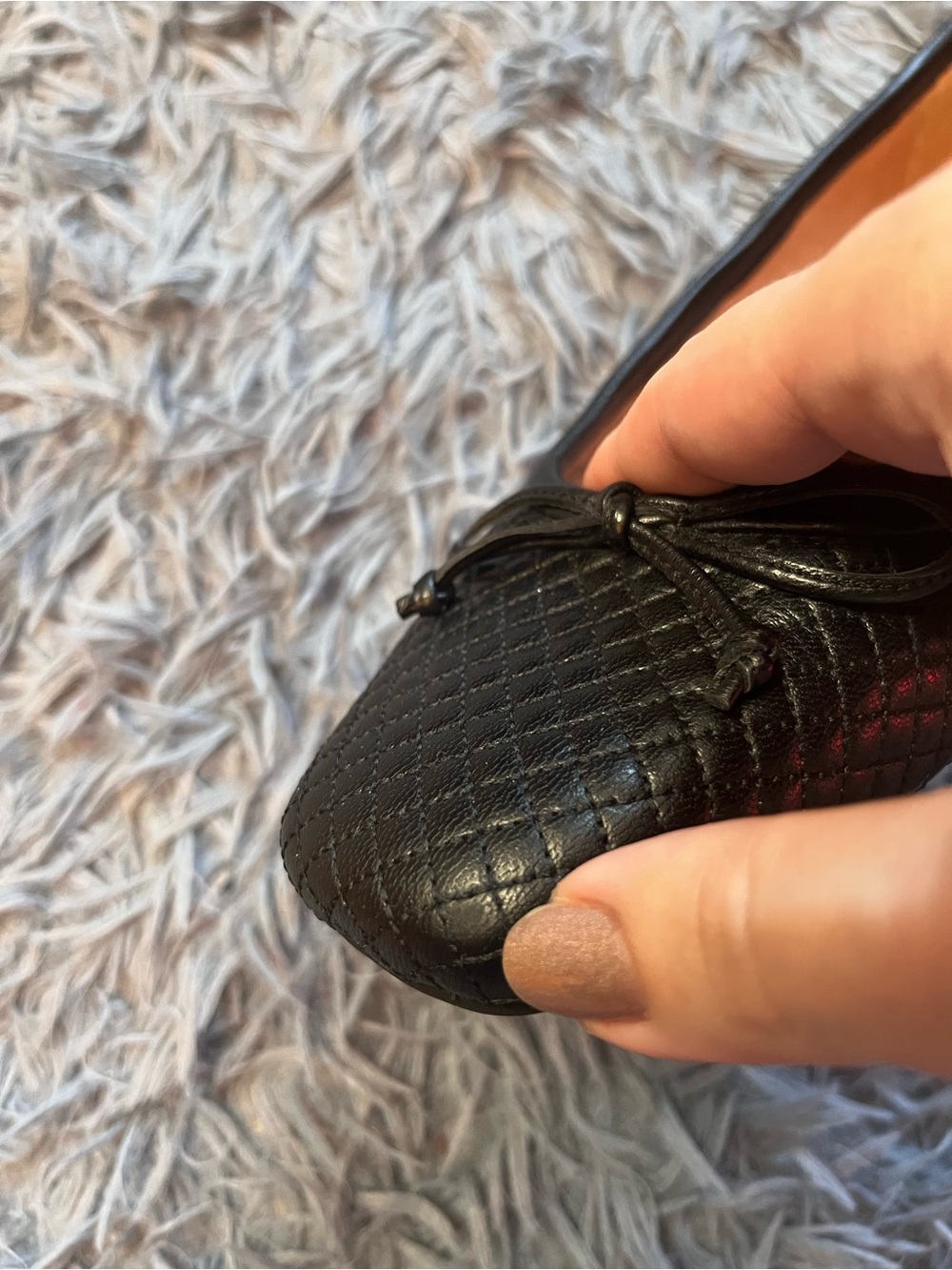 Nordstrom Black Ashton Quilted Leather Square Toe Bow Ballet Flats Size 9 - Picture 3 of 4